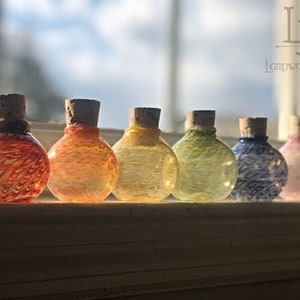 One Single Handmade in USA Glass Apothecary MINI SIZE Jar Spice Jar Stash Jar Travel Jar Pocket Herbs Jars Rainbow Glass Jar Potions Spells
