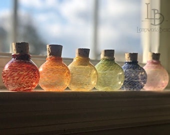 One Single Handmade in USA Glass Apothecary MINI SIZE Jar Spice Jar Stash Jar Travel Jar Pocket Herbs Jars Rainbow Glass Jar Potions Spells