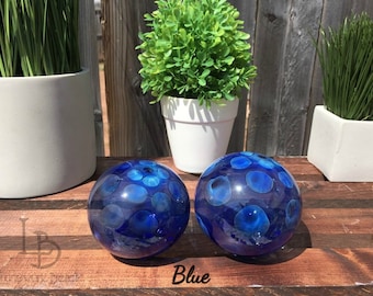 One Handmade in USA Blown Lightweight Glass Christmas Ornament Blue Glass Ornament Handmade Glass Christmas Gift Garden Decor--Blue Bubbles