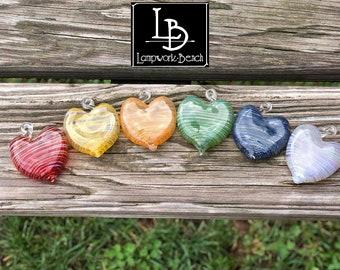 Valentine’s Day One Single Handmade in USA Glass MINI SIZE Heart Ornament Glass Heart Girlfriend Love Equality Rainbow Wedding Favors