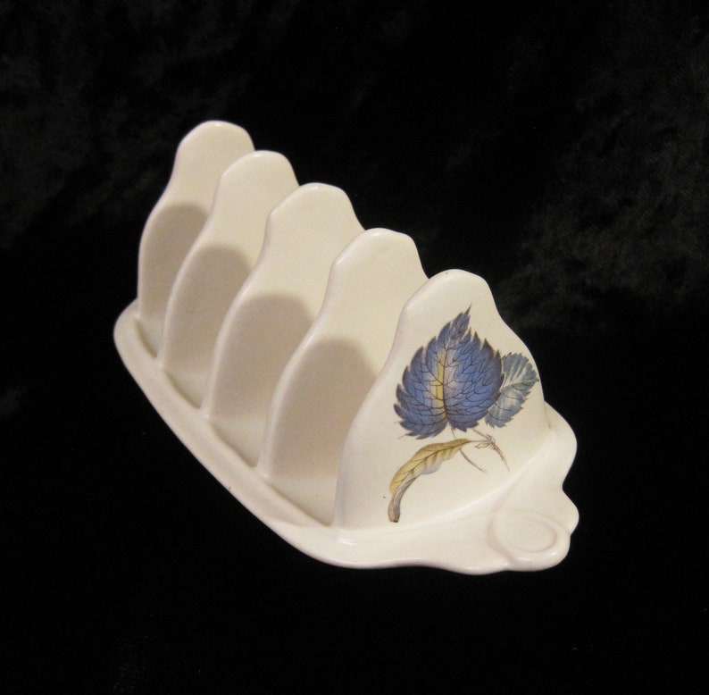 Vintage SylvaC 4 Slice Toast Rack No. 3299 with Blue Leaf image 0