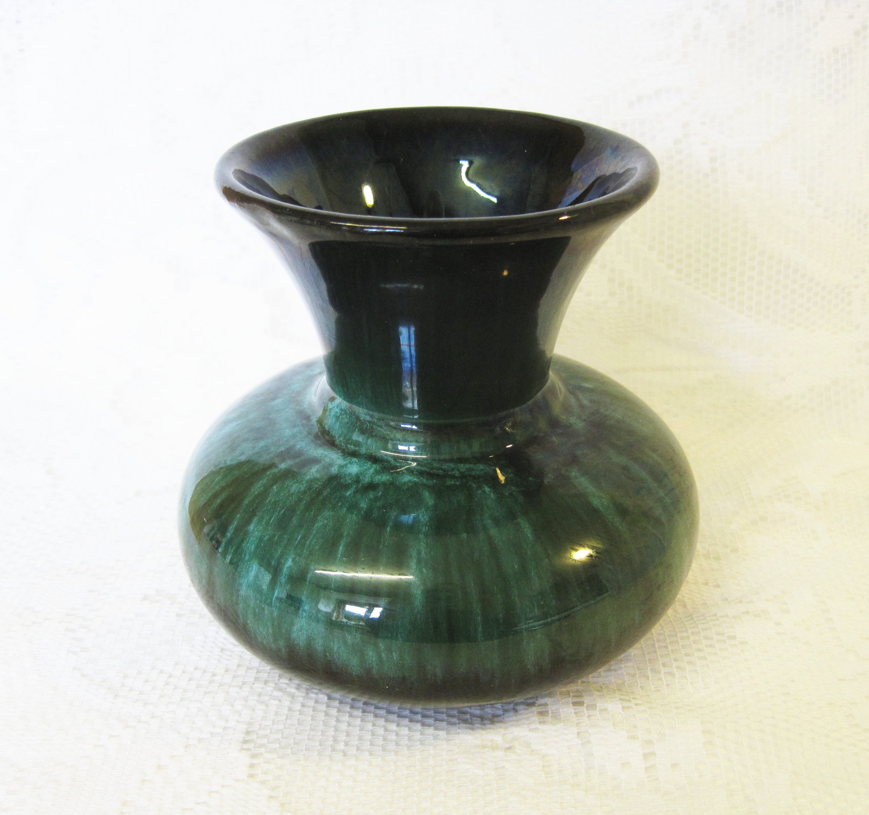 Blue Mountain Pottery Squat Studio Pottery Vase Drip Glaze Art Pottery