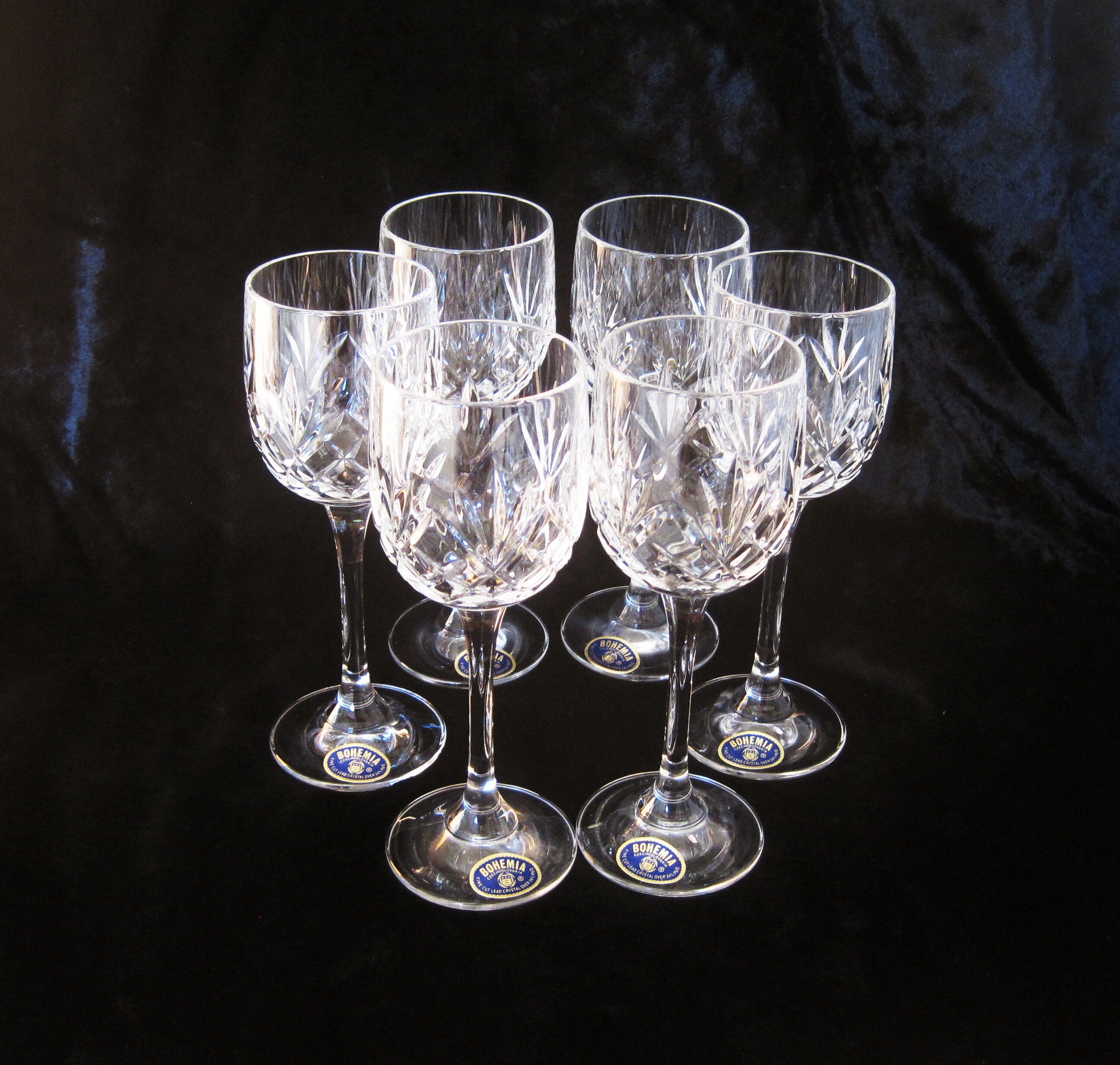 6 Vintage Bohemia Lead Crystal Sherry or Liqueur Glasses Etsy