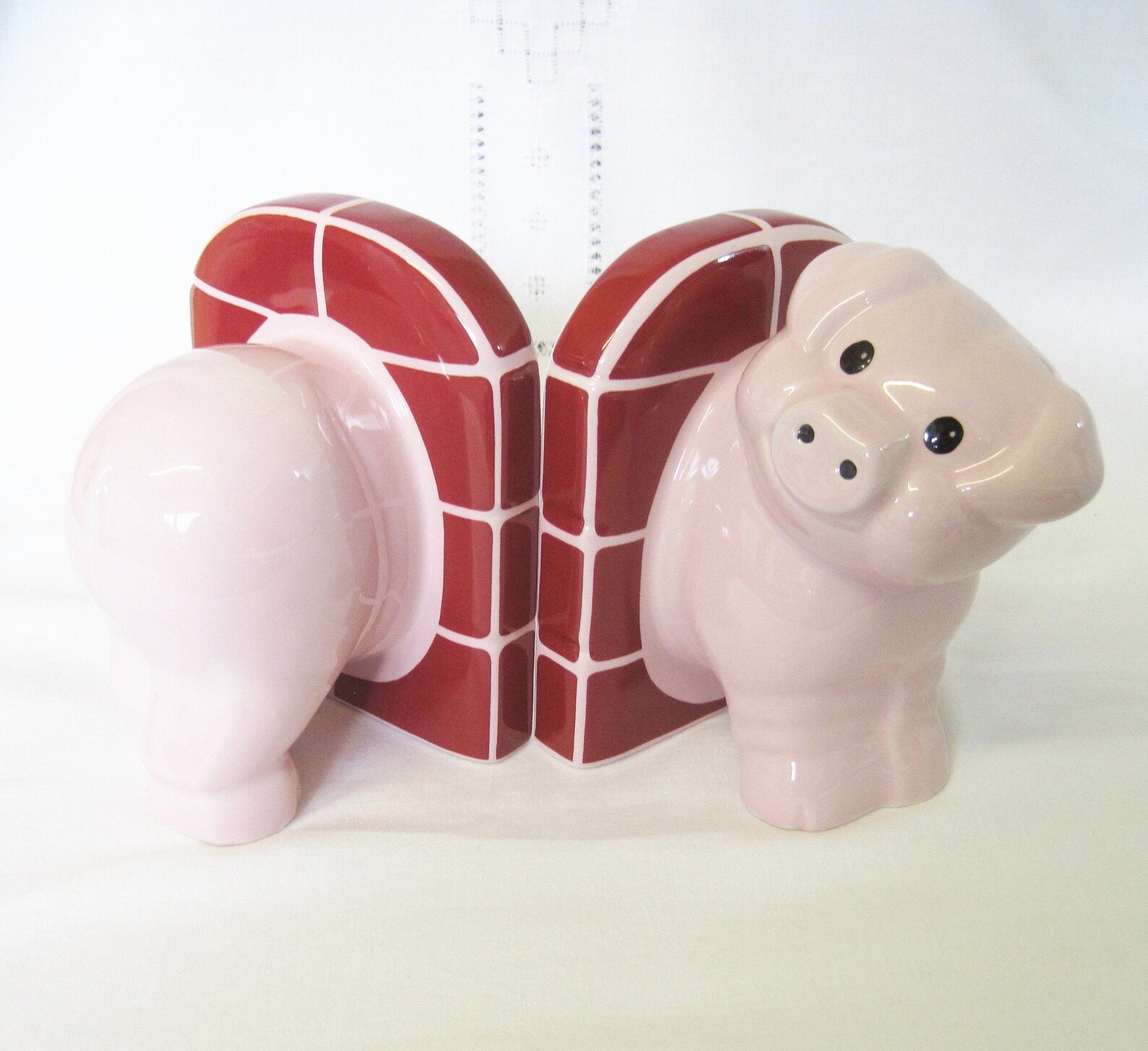 Vintage Carlton Ware Hand Painted Pig Bookends Etsy