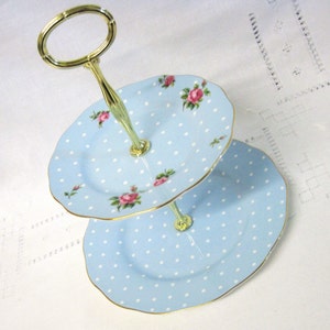 Craft  Mosaic Project Royal Albert Polka Blue Trinket Heart LID 2 Polka Dot Blue Trinket with lid Collectable Replacement