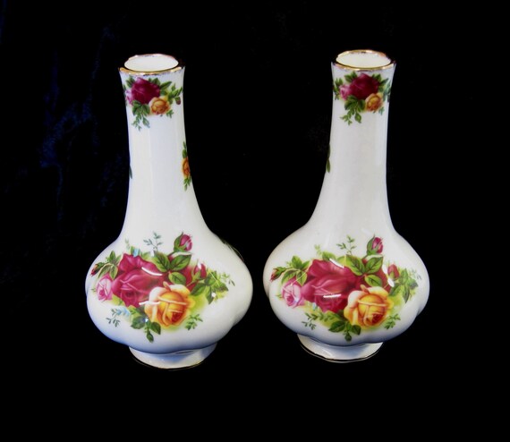 Pair Of Royal Albert Old Country Roses Bud Vases First Etsy