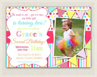 2nd birthday invite etsy 2nd birthday invite