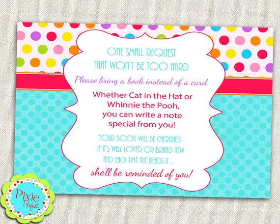 Printable Book Request Card For Rainbow Theme Invitation 1st