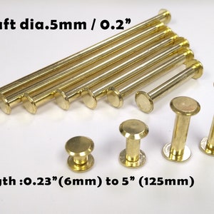 dia.0.2&quot; / dia.5mm - Gold Chicago screws , sheath making , Binding Barrel, Post and Screw , scrapbook