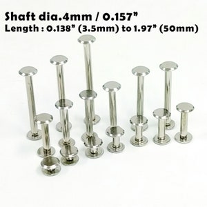 dia.0.157&quot; / dia.4mm - Chicago screws , sheath making , Binding Barrel, Post and Screw , scrapbook