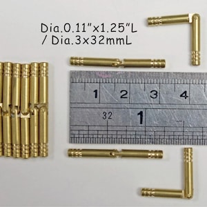 0,11&quot; dia x 1,25&quot;L /dia.3mmx32mm - Kleine messing vatscharnier 10st - Houten kistscharnier - Kastscharnieren - Kleine vatscharnieren