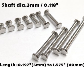 dia.0,118" / dia.3mm - Chicago Schrauben, Hüllenherstellung, Binding Barrel, Post and Screw, scrapbook