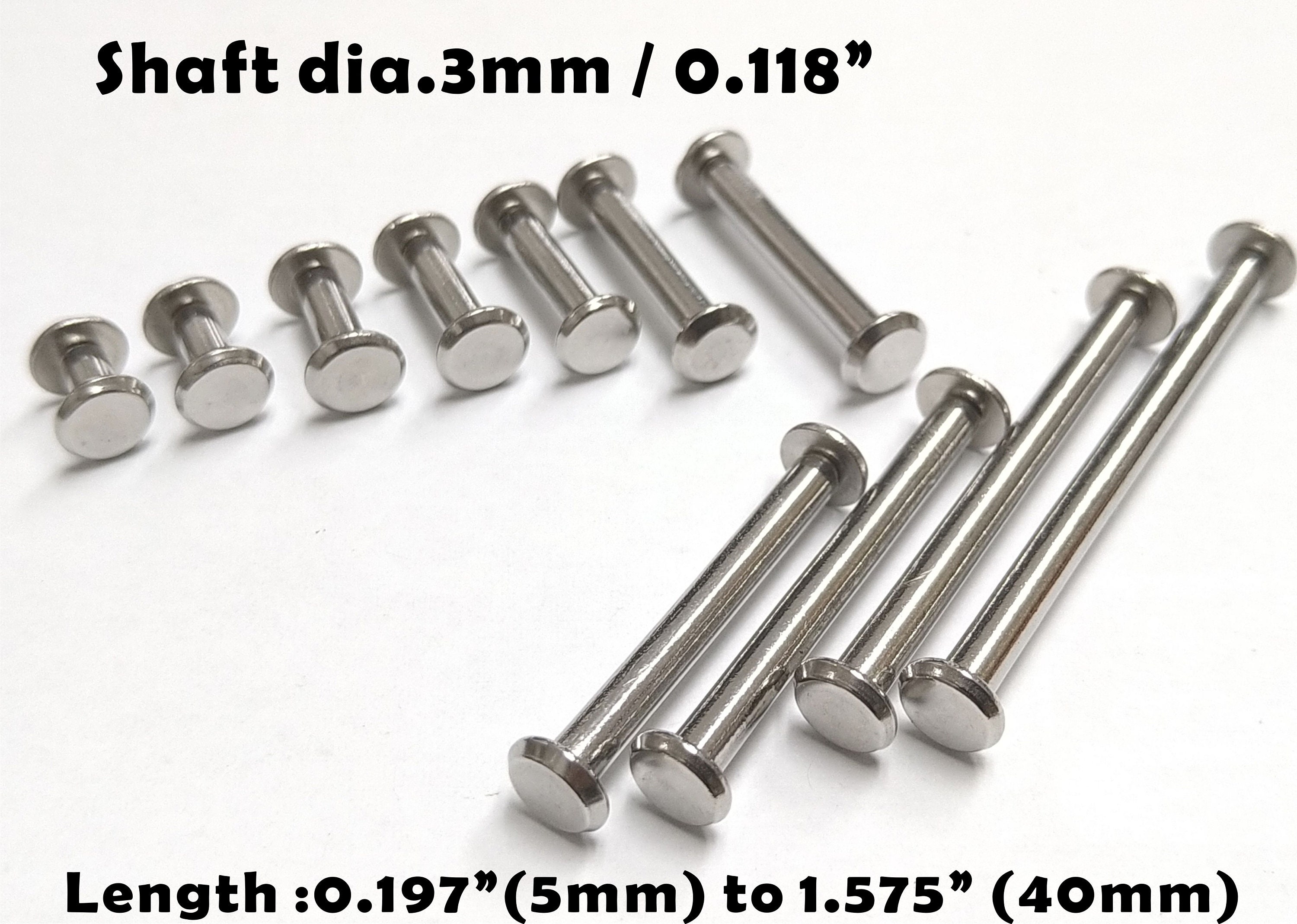 Chicago Screws 3MM Belt Screw Rivets Binding Screw Posts Brass-antique 