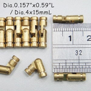 10pcs Small Brass Barrel Hinge Dia0.157"x0.59"L (dia.4mmx15mm) - Wooden box Hinge - Dollhouse Hinges - Miniature Hinges - Cabinet Hinges 006