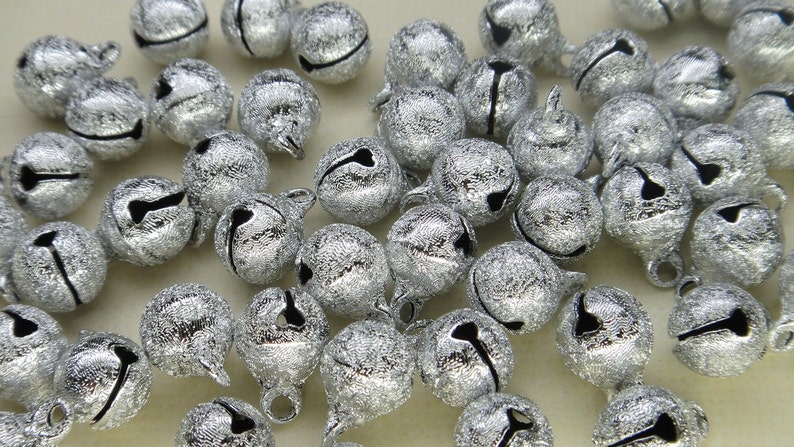 50pcs - 8mm Silver Color Small Ring Metal Bells - Charms Assorted Color ...