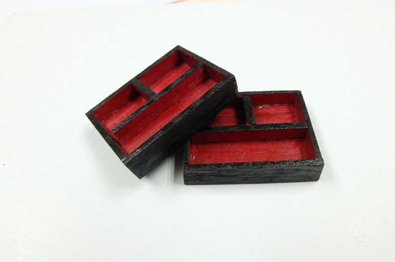 2 Pcs Miniature Japanese Wooden Lunch Box Sushi Tray Image 0