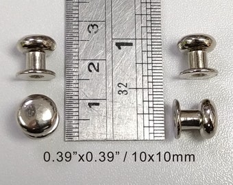 dia.0.39"x0.39"H (dia.10x10mmH) - 4 pomelli per porta in argento piccoli - Maniglie per cassetti - Manopole per armadietti piccoli - Maniglie per porte in miniatura