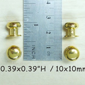 dia.0.39&quot;x0.39&quot;H / dia.10x10mmH - 4pcs Small Gold Door Knobs - Drawer Pulls - Small Cabinet Knobs - Miniature Door Pulls - Small Metal Pulls