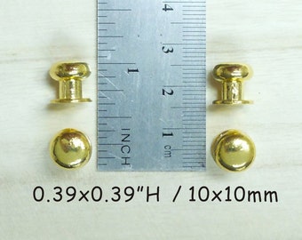 dia.0.39"x0.39"H / dia.10x10mmH - 4pcs Small Gold Door Knobs - Drawer Pulls - Small Cabinet Knobs - Miniature Door Pulls - Small Metal Pulls