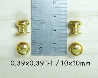 dia.0.39"x0.39"H / dia.10x10mmH - 4pcs Small Gold Door Knobs - Drawer Pulls - Small Cabinet Knobs - Miniature Door Pulls - Small Metal Pulls