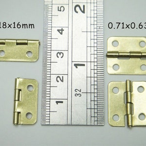0.709"x0.63" /18x16mm - 8pcs Small Door Hinge Cabinet Hinges - Dollhouse Hinges - Jewelry Box Hinge - Small Hinges - Metal Hinges #012