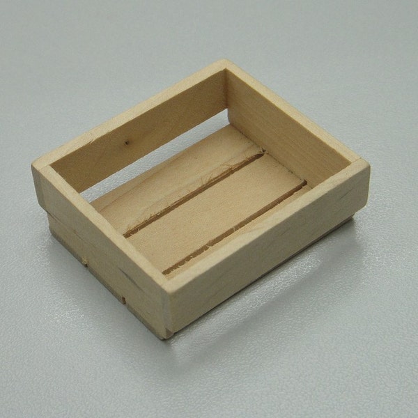 Handmade Miniature Wooden Small Crate Basket - 2pcs/set  (SMALL) W011 holding mini flowers, breads, fruits, clay , Basket , DollHouse Garden