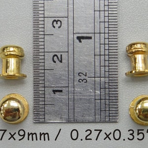 dia.0.27x0.35" / 7x9mm - 4pcs Small Gold Drawer Pulls - Door Knobs - Jewelry Box Pull - Miniature Dresser Knob - Metal Pulls