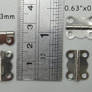 0.63"x0.512"/16x13mm - 8pcs Miniature Butterfly Silver Door Hinge, Dollhouse wooden box small Jewelry box , Metal Hinges, Antique Hinges 018