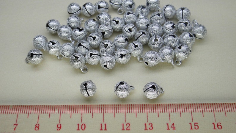 50pcs - 8mm Silver Color Small Ring Metal Bells - Charms Assorted Color ...