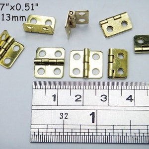 0.47&quot; x 0.51&quot; / 12x13mm - 8pcs Miniature Hinge with screws - Miniature Hinges - door hinges - Doll house Hinges - Box Hinge - Antique Hinge