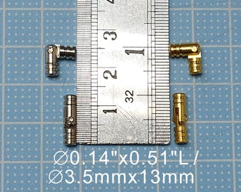 Dia0.14"x0.51"L /dia.3.5mmx13mm - Small Silver Color Brass Barrel Hinges 10pcs - Wooden box Hinge - Dollhouse Hinges - Miniature Hinge