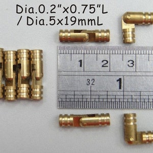 Dia0.2&quot;x0.75&quot;L /dia.5mmx19mm - Small Brass Barrel Scharnier 10st - Houten doos Scharnieren - Dollhouse Scharnieren - Miniatuur Scharnieren - Metalen Scharnieren -007
