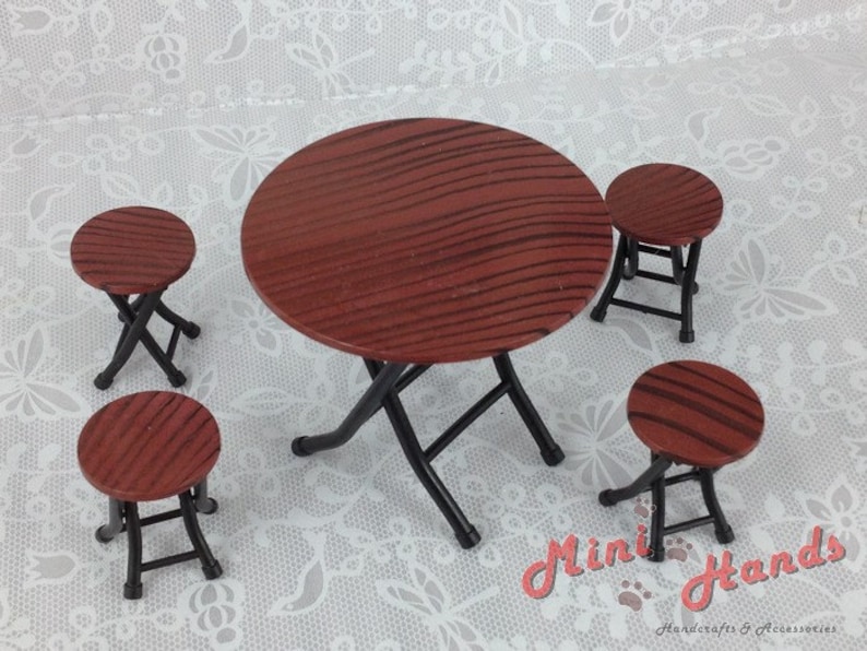 Folding Miniature Table Chair Dollhouse Display Furniture Doll