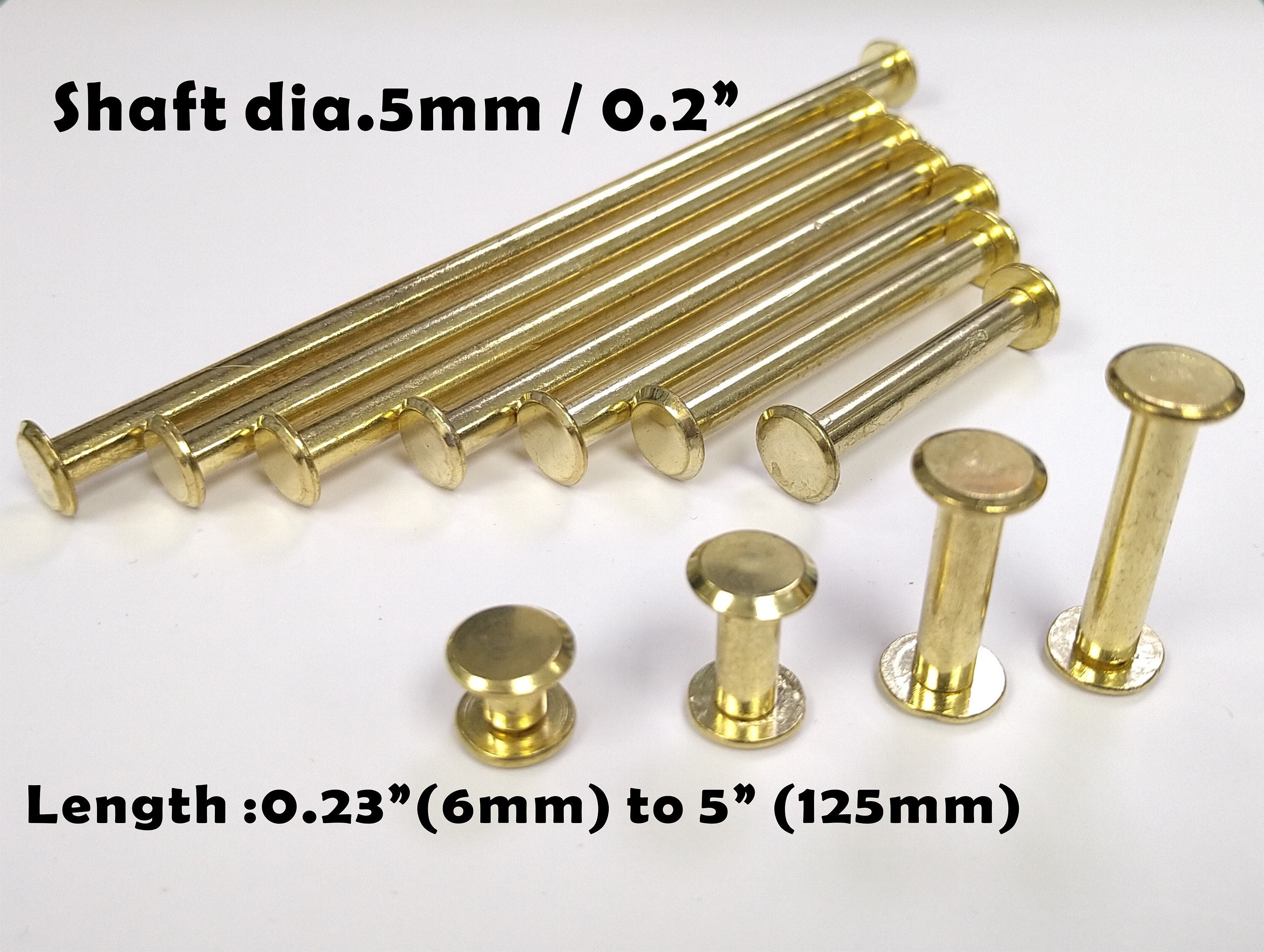 dia.0.2" / dia.5mm - Gold Chicago screws , sheath making , Binding Barrel, Post and Screw , scrapbook