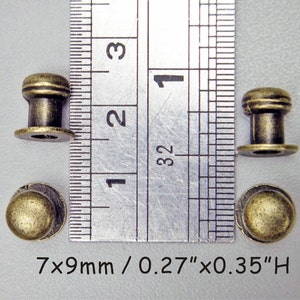 dia.0.27&quot;x0.35&quot;H / 7x9mm - 4pcs Small Bronze Drawer Pulls - Door Knobs  Cabinet Knobs, Box Drawer Pulls, Dollhouse Knobs, Miniature Knobs