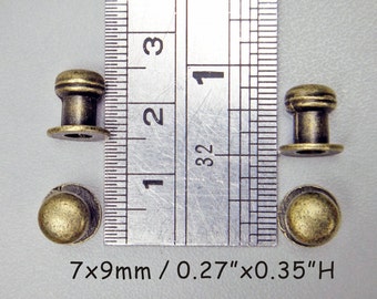 dia.0.27"x0.35"H / 7x9mm - 4pcs Small Bronze Drawer Pulls - Door Knobs  Cabinet Knobs, Box Drawer Pulls, Dollhouse Knobs, Miniature Knobs