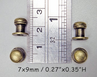 dia.0.27"x0.35"H / 7 x 9 mm - 4 pezzi Piccole maniglie per cassetti in bronzo - Pomelli per porte, pomelli per armadietti, pomelli per cassetti, pomelli per case delle bambole, pomelli in miniatura