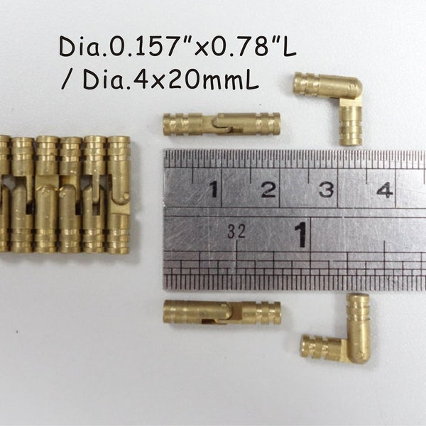 Dia0.157"x0.78"L /dia.4mmx20mm - 10pcs Small Brass Barrel Hinge - Wooden box Hinge - Dollhouse Hinges - Miniature Hinges - Cabinet Hinges