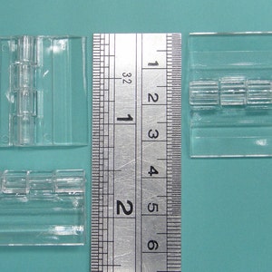 4pcs Small Acrylic Plastic Hinge 1.18&quot; x 1.3&quot; (30mm x 33mm) - Acrylic Hinges - Clear Hinge - Small Hinges - Jewelry Box Hinges - Door Hinges