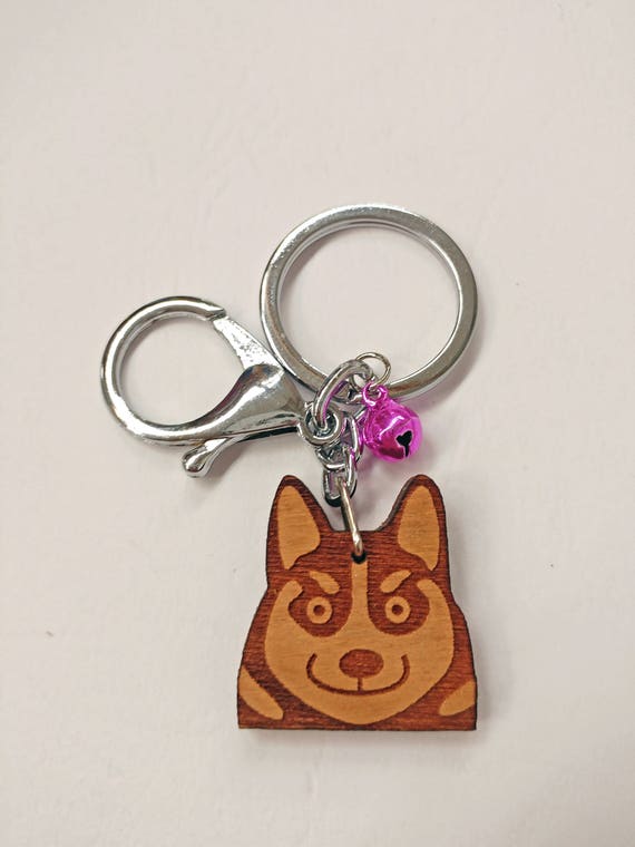 Husky Keychain Wooden