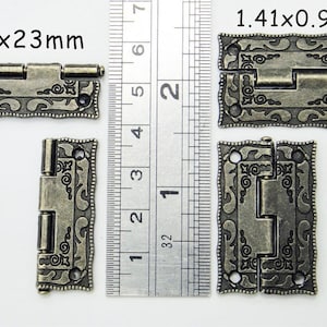 1.417"x0.905" /36x23mm - 4pcs Antique Butt Door Hinges with screw - small cabinet hinges - Antique Hinges - Metal Hinges -  Box Hinges