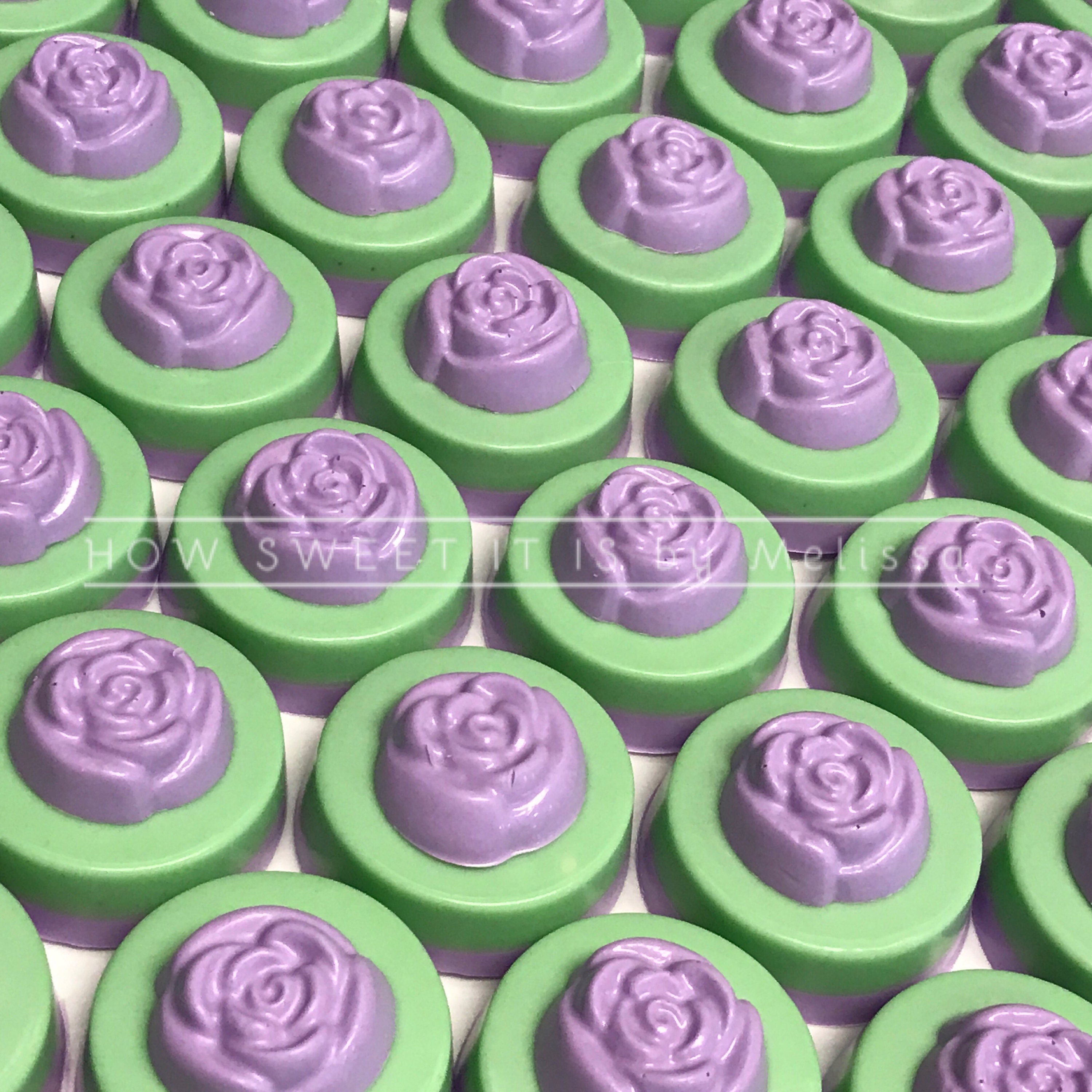 Chocolate Covered Double Stuffed Oreos with Rose (1 Dozen) -Baby Shower, Belle, Wedding, Bridal Shower