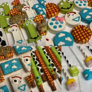 Toy Story Inspired Assortment - Chocolate Lollipops, Oreos, Pretzels, Rice Krispies and Marshmallow Pops