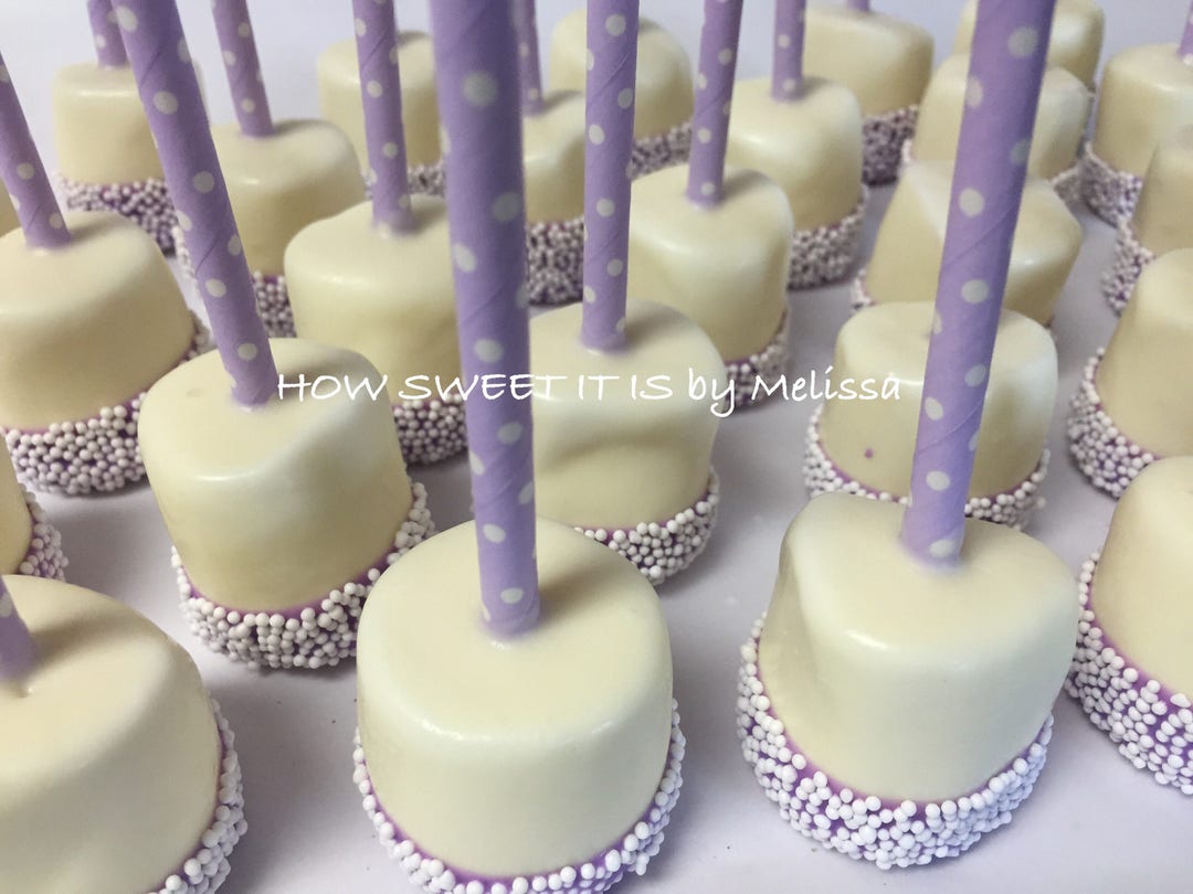 Double Dipped Marshmallow Pops vanilla 1 Dozen Baby Shower, Baptism, Bridal Shower, Birthday Etsy