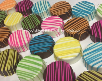 Striped Chocolate Covered Double Stuffed Oreos - 1 dozen (12)