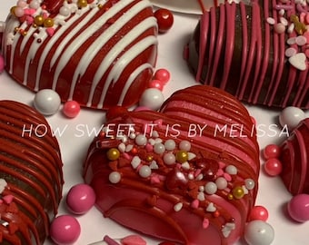 Chocolate Heart Double Stuffed Oreos (1 Dozen) - Valentine's Day, Wedding, Bridal Shower