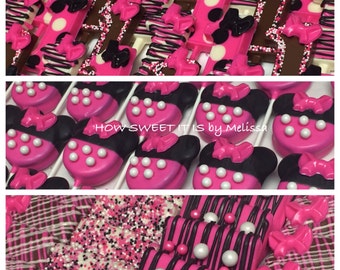 Minnie Mouse Assortment - Oreos Pops, Graham Crackers and Chocolate Number Lollys