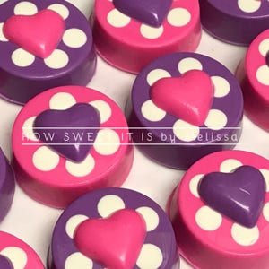 Chocolate Covered Double Stuffed Oreos with Heart and Polka Dots (1 Dozen) -Baby Shower, Belle, Wedding, Bridal Shower, Doc McStuffins