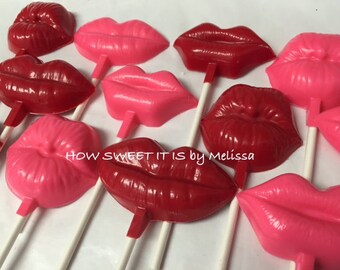 Chocolate Lips Lollipops (1 dozen) - Valentines Day, Birthday, Bachlorette