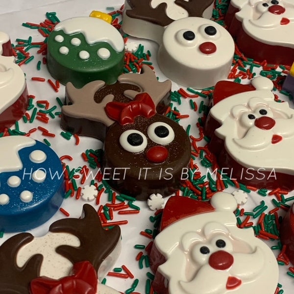 Christmas Assortment of Chocolate Covered Double Stuffed Oreos - Christmas, Holidays, Reindeer